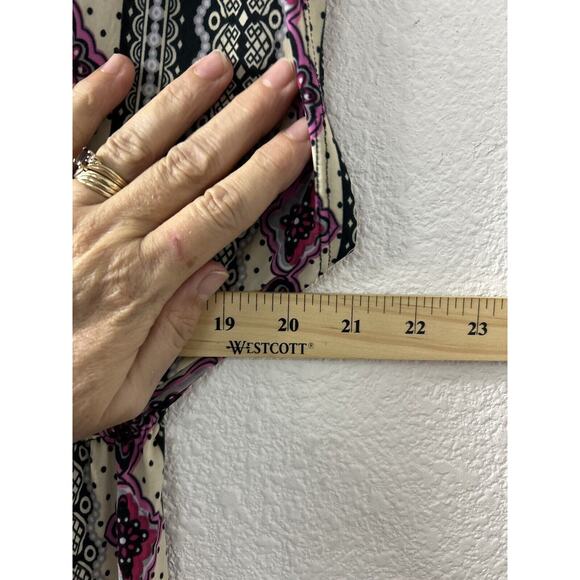 5th & Love Short Sleeve V-Neck Geometric Sheath‎ Maxi Dress Sz L Boho Cottage - Picture 7 of 10
